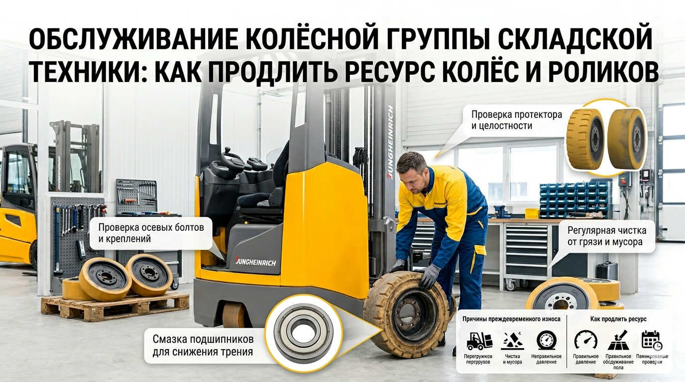 Обслуживание колёсной группы складской техники: как продлить ресурс колёс и роликов